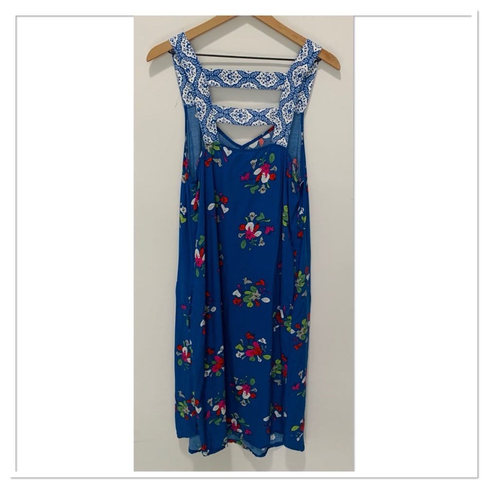 Matilda Jane Perfectly Polished Midi Dress V Neck Floral Print Blue White Large - Picture 6 of 10